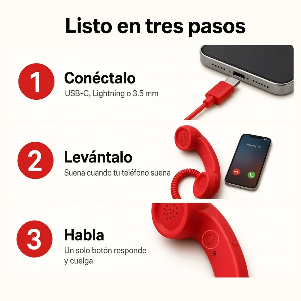 Teléfono Retro compatible con iPhone y Android